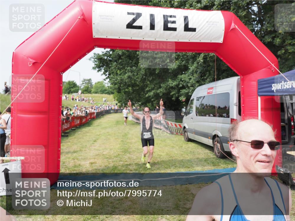 21.06.2025 - 27. Vierlanden-Triathlon MichiJ http://msf.ph/oto/7995774 15.06.2026 11:19:25 Ziel 400, 401 meine-sportfotos.de