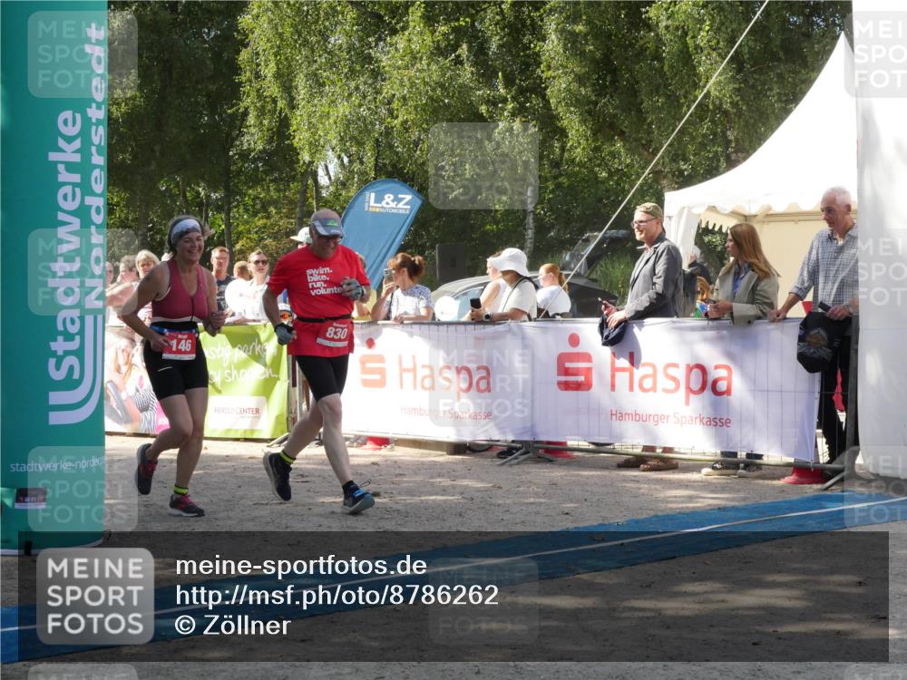 07.09.2025 - 19. Norderstedt Triathlon Zöllner http://msf.ph/oto/8786262 07.09.2025 13:00:31 Ziel 146, 830, 1370 meine-sportfotos.de